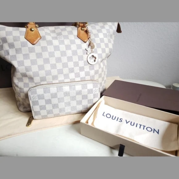 Louis Vuitton Damier Azur Saleya MM Bag & Matching Zippy Wallet - Picture 4 of 16